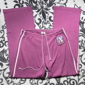 VTG 00s/Y2K All Heart Pink Lounge Pants Wide Leg Athletic Patch Logo WMNS Size L